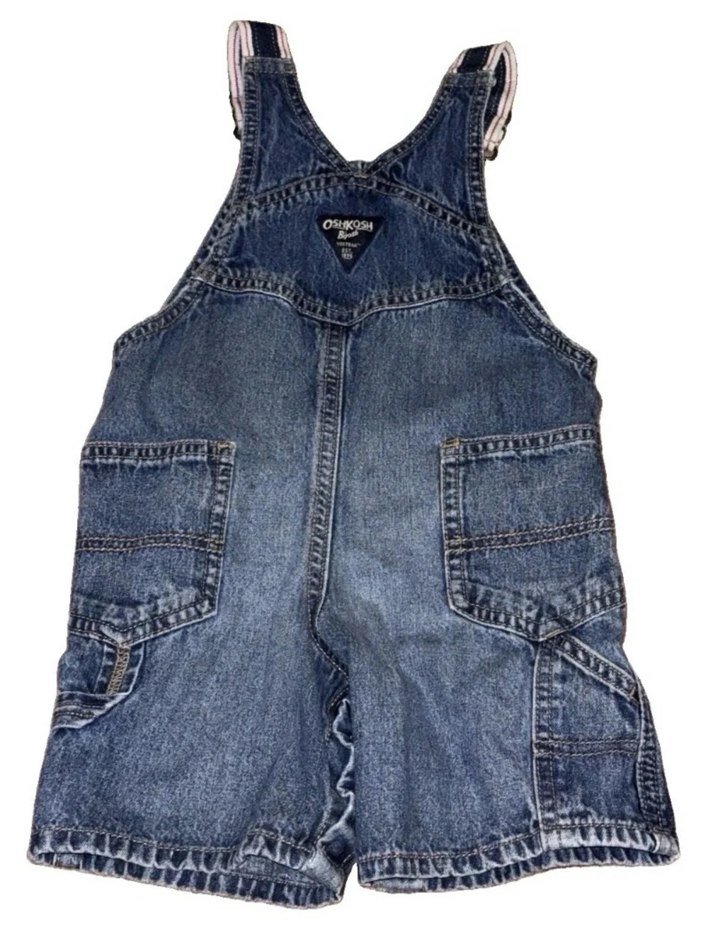Vintage OshKosh B'gosh Kids Blue Overalls 24 M Denim Vestbak Carpenter Shortalls